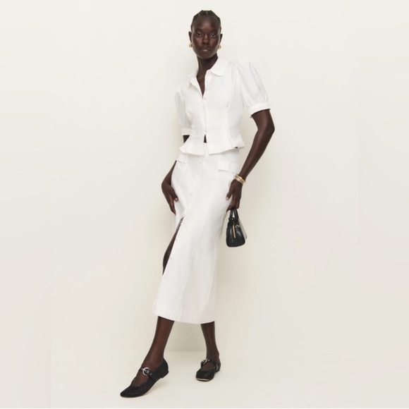 Reformation Dresses & Skirts - Reformation Marcie Two Piece Set – White Cotton Top & Midi Skirt